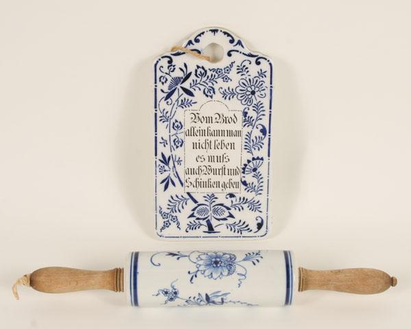A German porcelain rolling pin