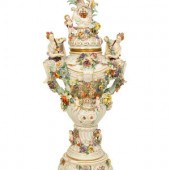 A German Porcleain Covered Vas