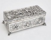 A GERMAN SILVER CIGARETTE BOX,