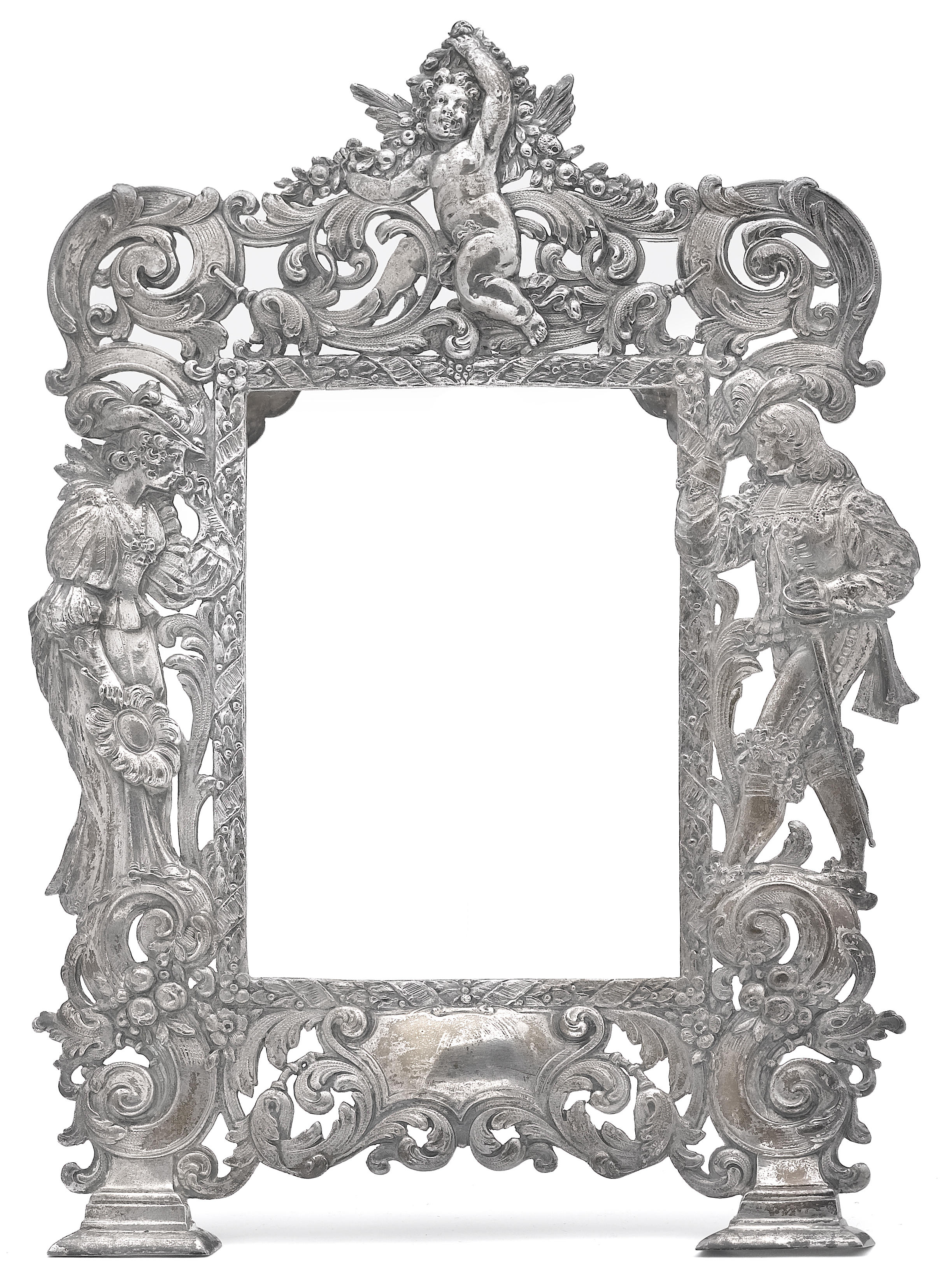 A German silver figural photo frame