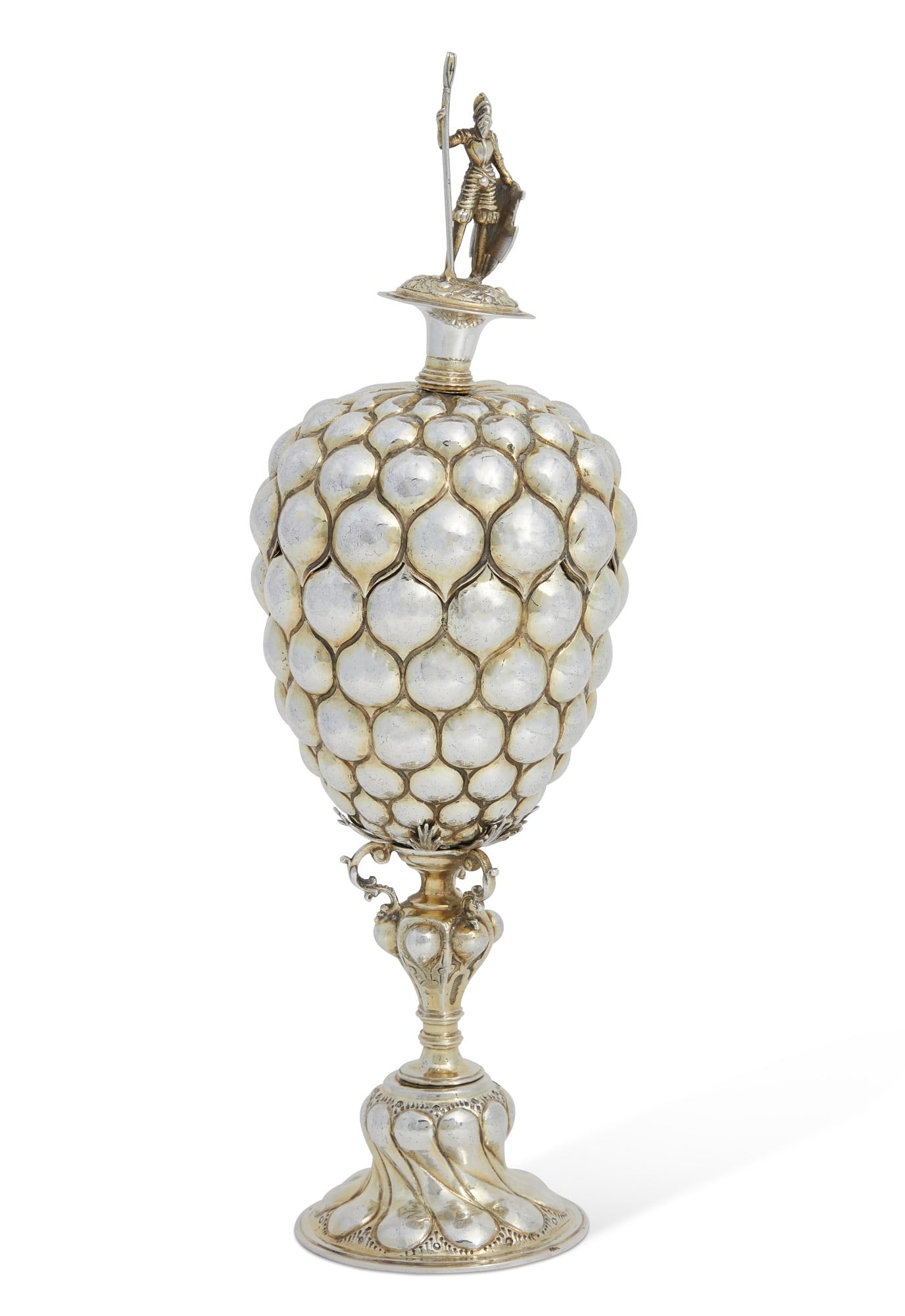 A GERMAN SILVER PINEAPPLE COVERED