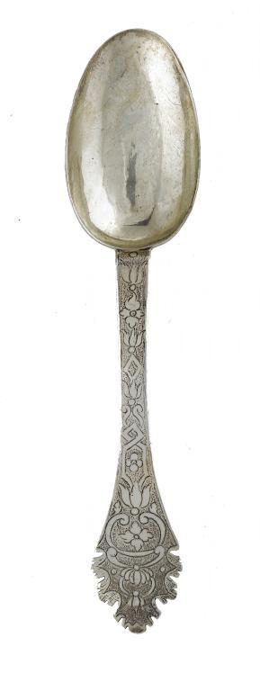 A GERMAN SPOON the almost oval bowl