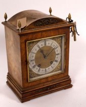 A German walnut cased mantel c