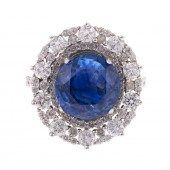 A GIA 6.97CT SAPPHIRE & DIAMON