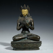 A GILDED - FACED TIBETAN BUDDH