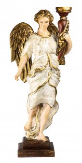 A GILT AND POLYCHROME DECORATE