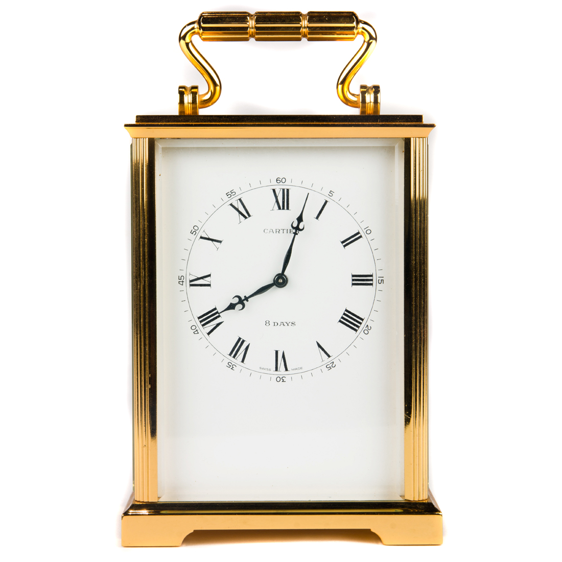 A GILT BRASS 8-DAY CARRIAGE