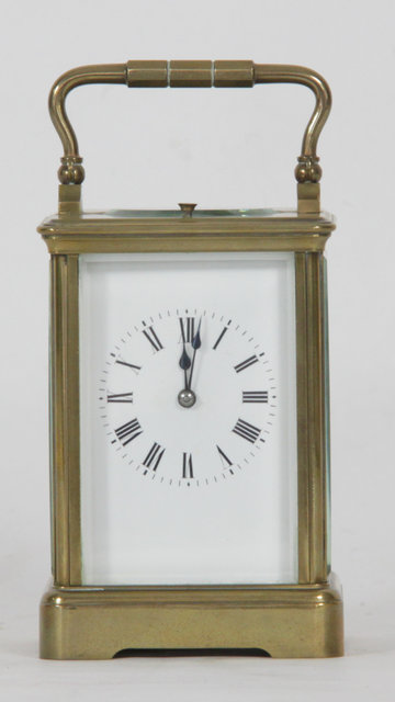 A gilt brass cased carriage clock