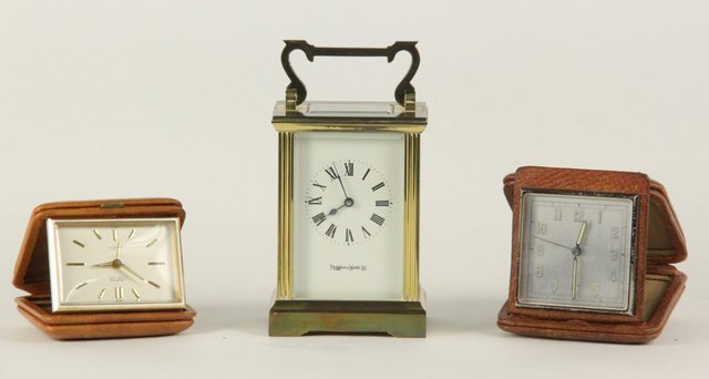 A gilt brass cased carriage clock