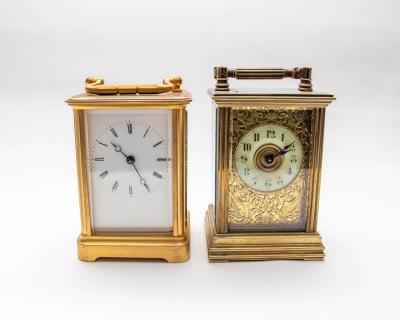 A gilt brass cased carriage