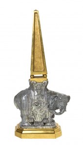 A Gilt Bronze and Ceramic Figu