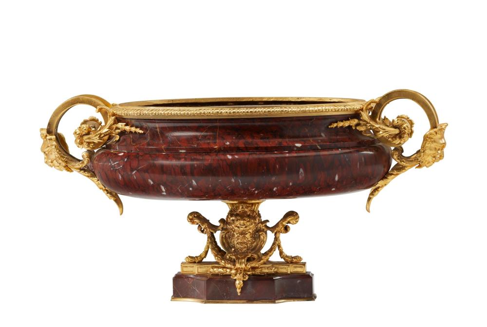 A GILT-BRONZE AND MARBLE