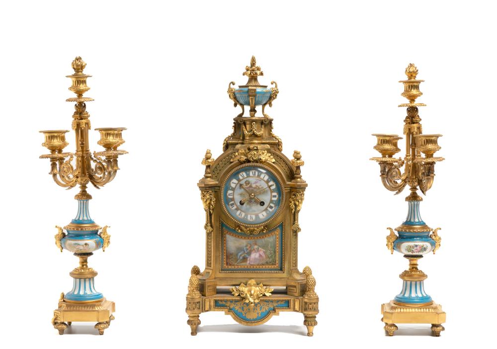 A GILT-BRONZE AND PORCELAIN