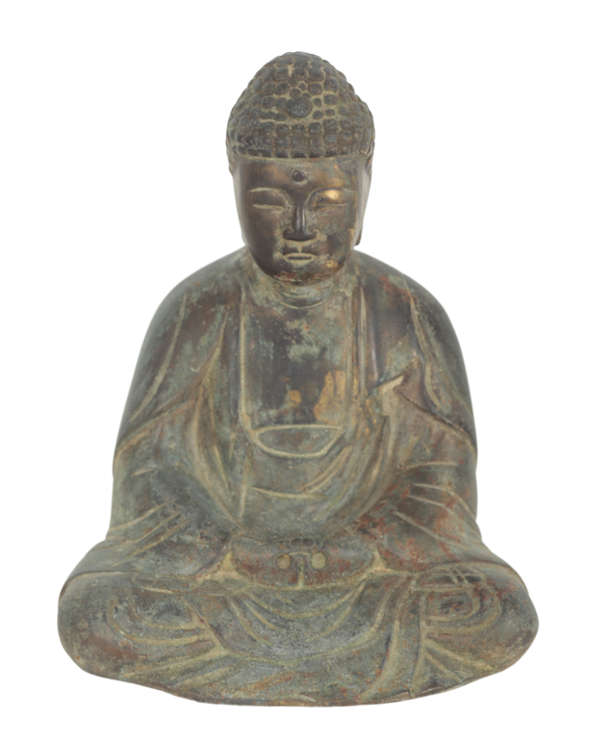 A GILT BRONZE BUDDHA 14.5cm high