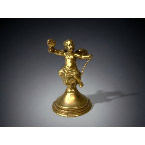 A GILT BRONZE CHERUB FIGURE.19TH