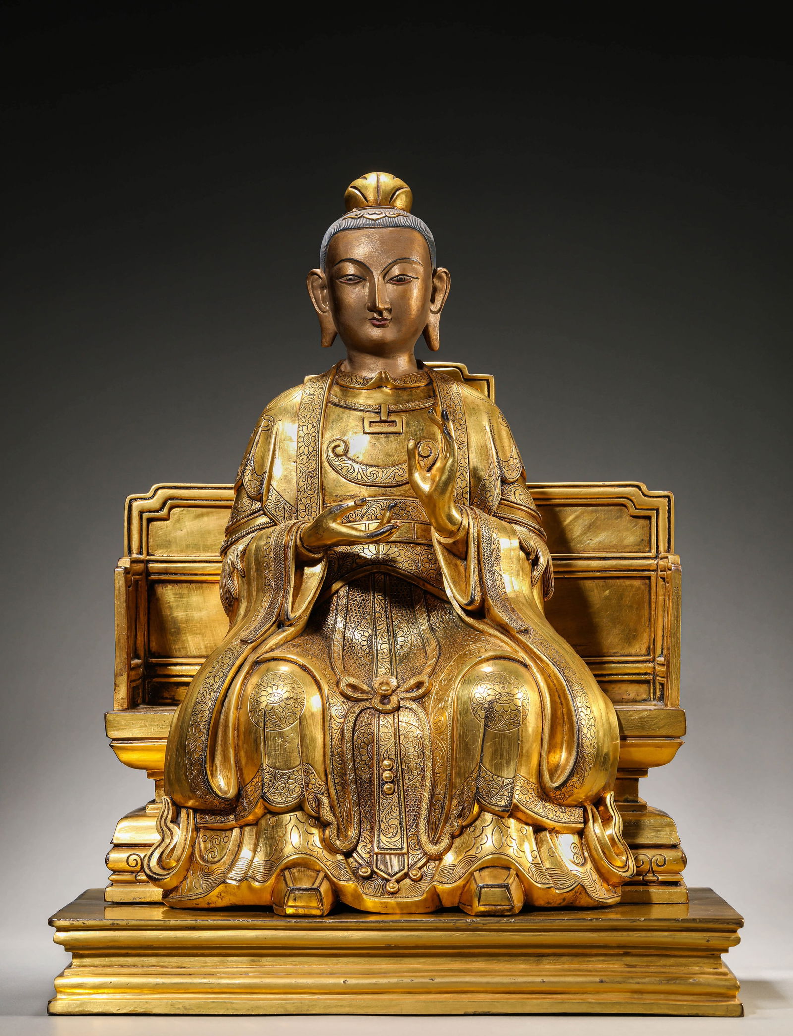 A GILT-BRONZE FIGURE OF BI XIA YUAN