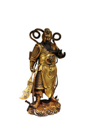 A GILT BRONZE GUANYU STATUE<br