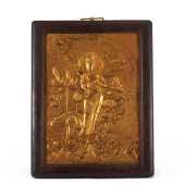 A GILT BRONZE HANGING PANEL OF