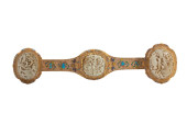 A GILT BRONZE & JADE INLAID RU