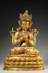 A GILT-BRONZE MANJUSHRI BODHIS