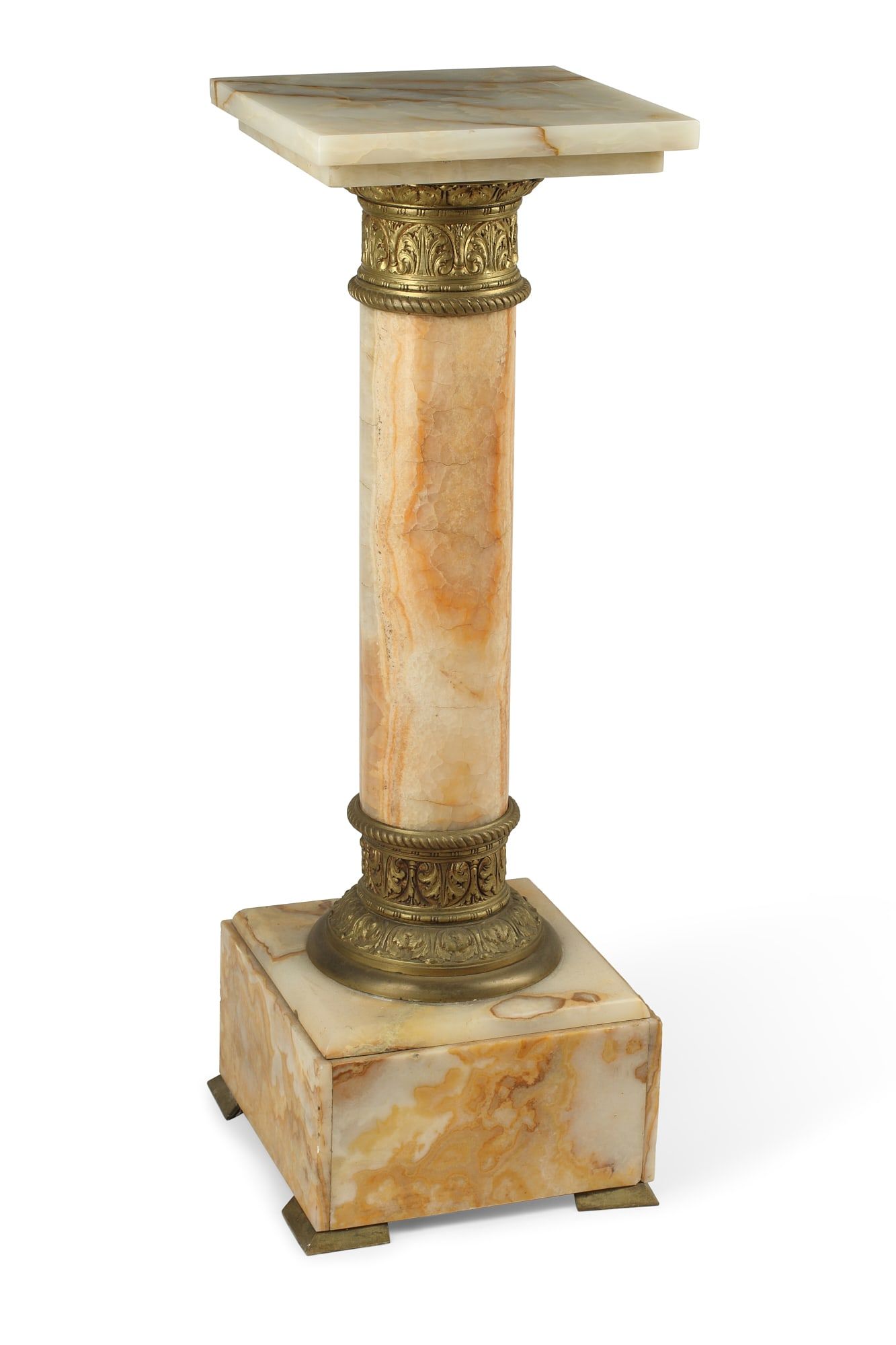 A GILT BRONZE MOUNTED ONYX