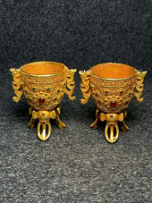A GILT BRONZE RITUAL WINE CUP<