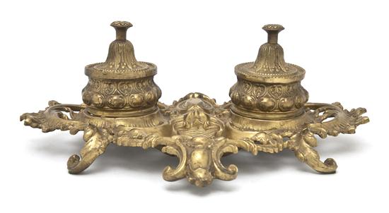 A Gilt Bronze Rococo Style Desk Set