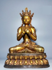 A GILT BRONZE TARA BODHISATTVA