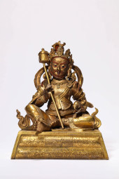 A GILT-BRONZE YELLOW JAMBHALA<