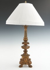 A Gilt Carved Wood Candlestick