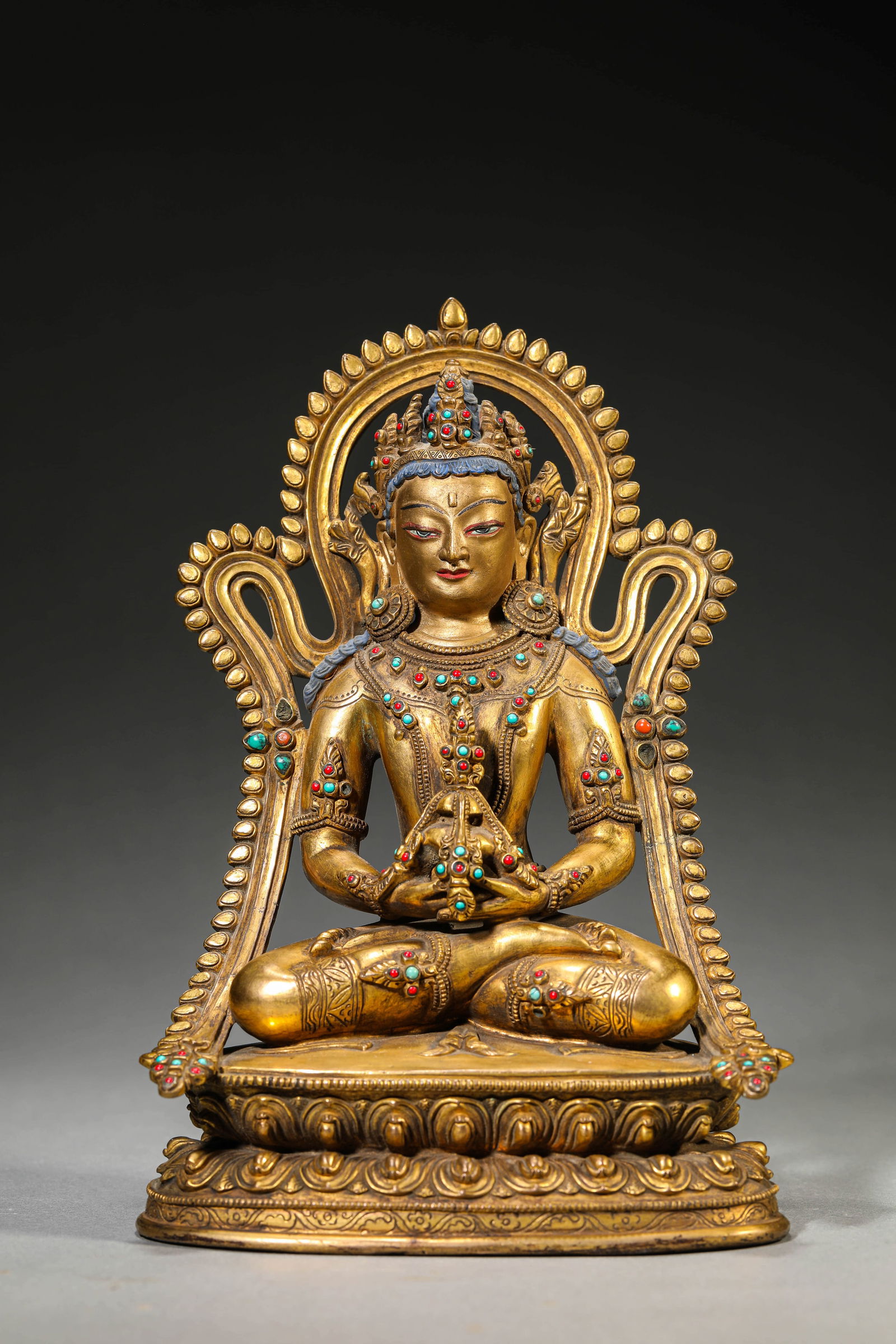 A GILT-COPPER AMITAYUS BUDDHAA