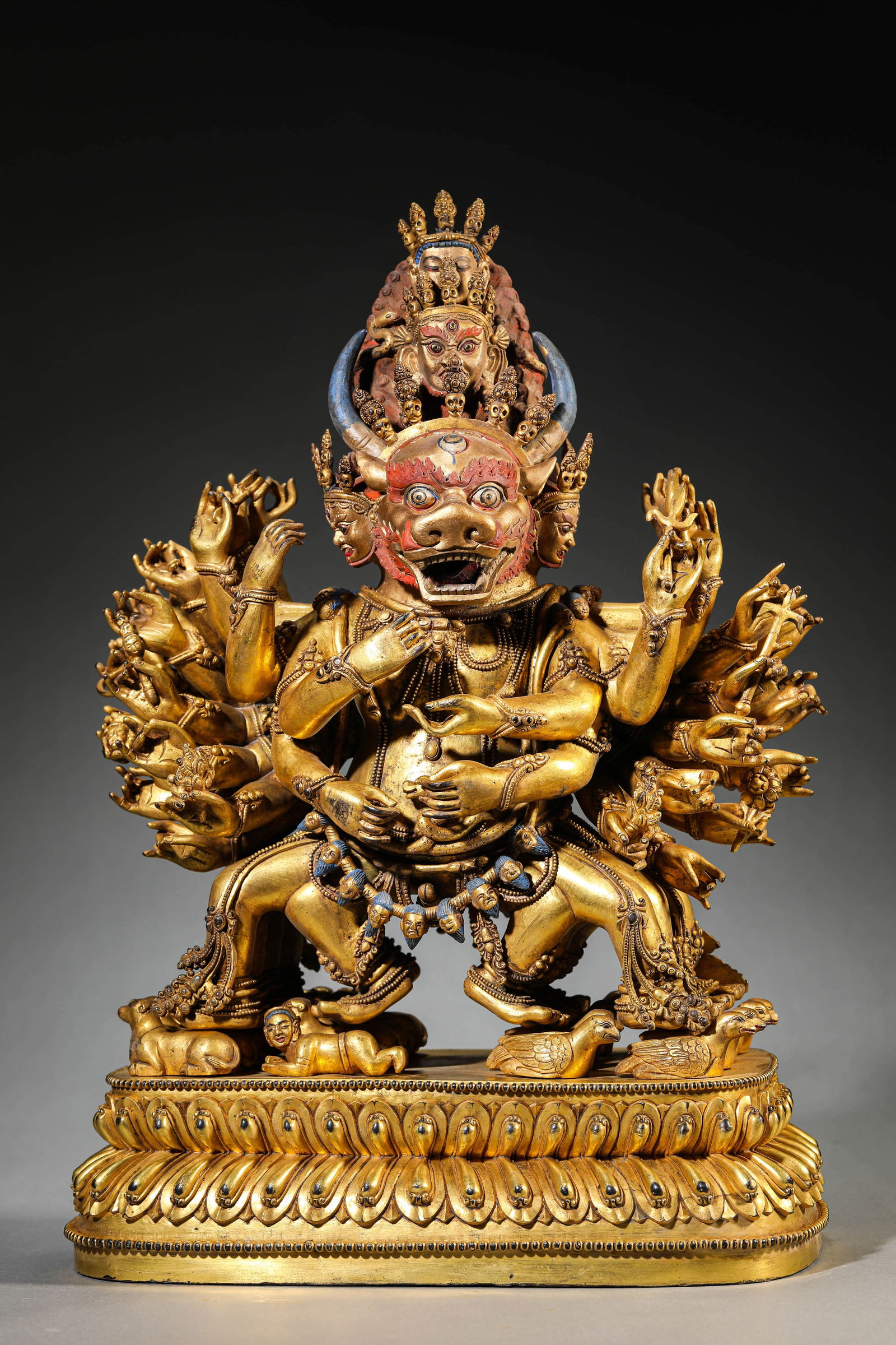 A GILT-COPPER MAHAKALAA GILT-COPPER