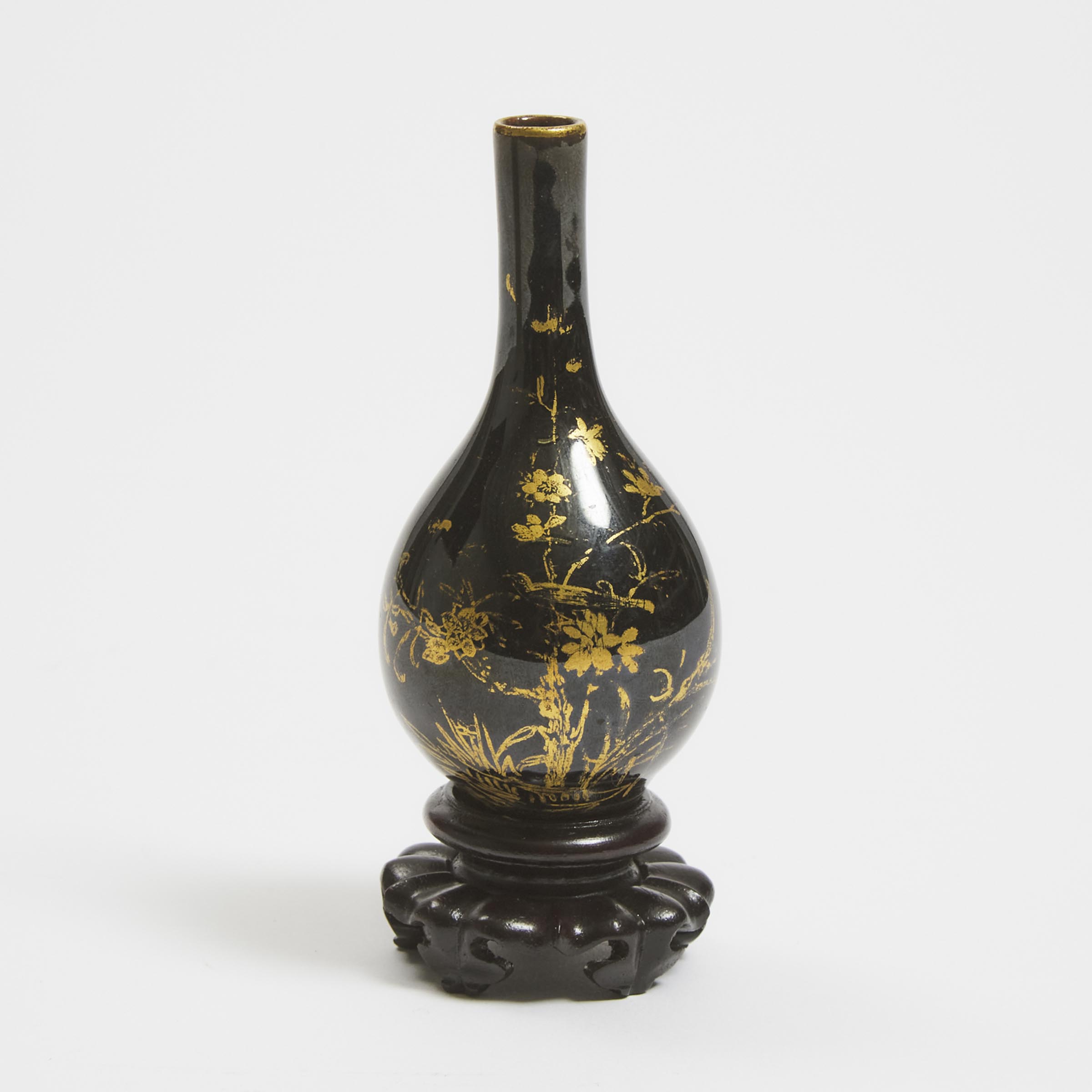 A Gilt-Decorated Black-Glazed