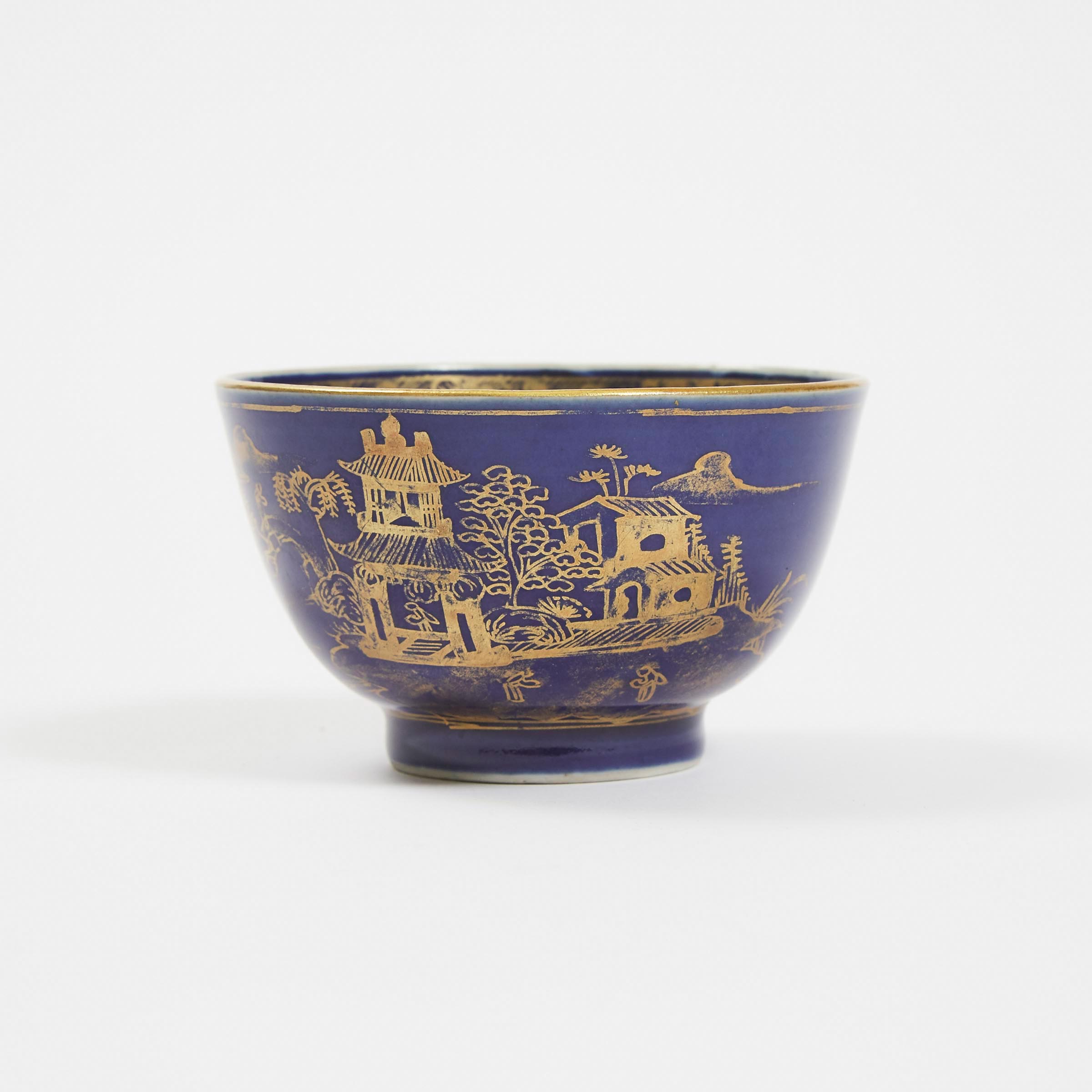 A Gilt-Decorated Powder-Blue Cup,