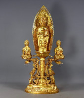 A GILT HAND-CHISELED BUDDHA ST