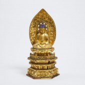 A Gilt Lacquered Wood Figure o