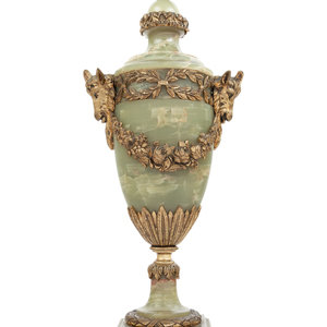 A Gilt Metal Mounted Onyx Urn Circa