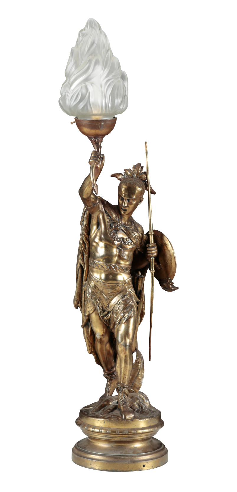A GILT METAL TABLE LAMP modelled as