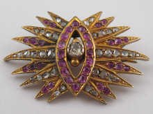 A gilt metal (tests silver) ruby