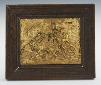 A Gilt White Metal Relief Plaque of