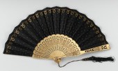 A Gilt Wood and Black Satin Ha