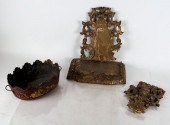 A GILT WOOD BRACKET AND A TOLE