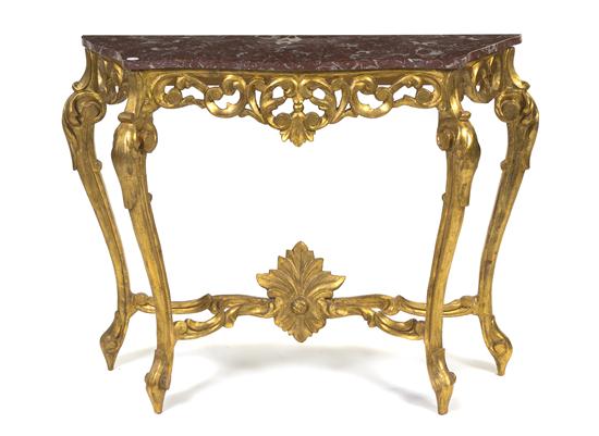 A Giltwood Console Table having