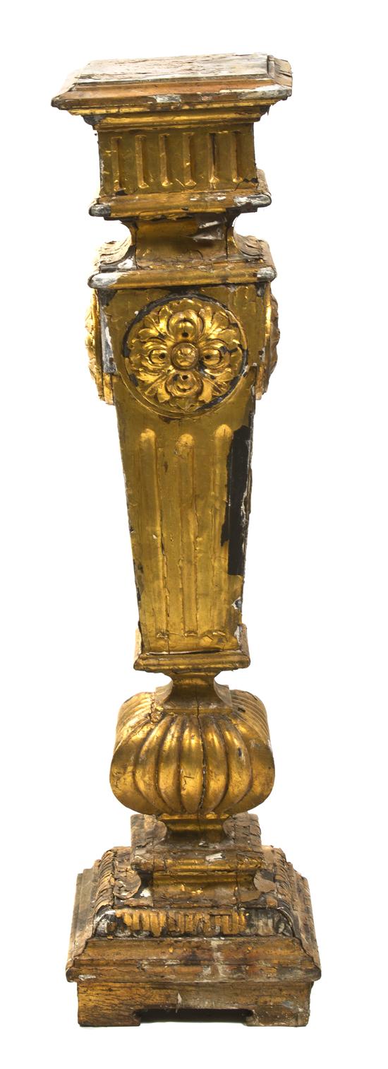 A Giltwood Pedestal of square