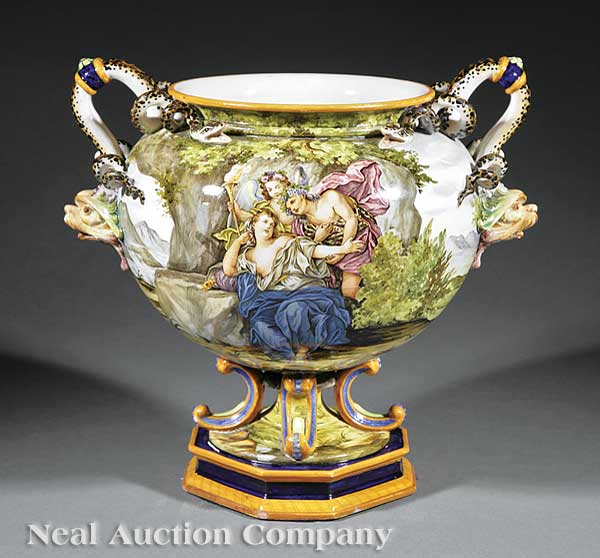 A Ginori Majolica Two-Handled
