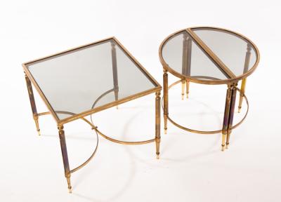 A glass and brass framed