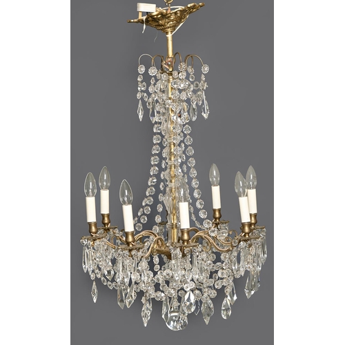 A glass chandelier, late 20th c, of