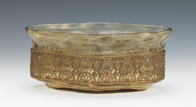 A Glass Planter with Filagree Metal