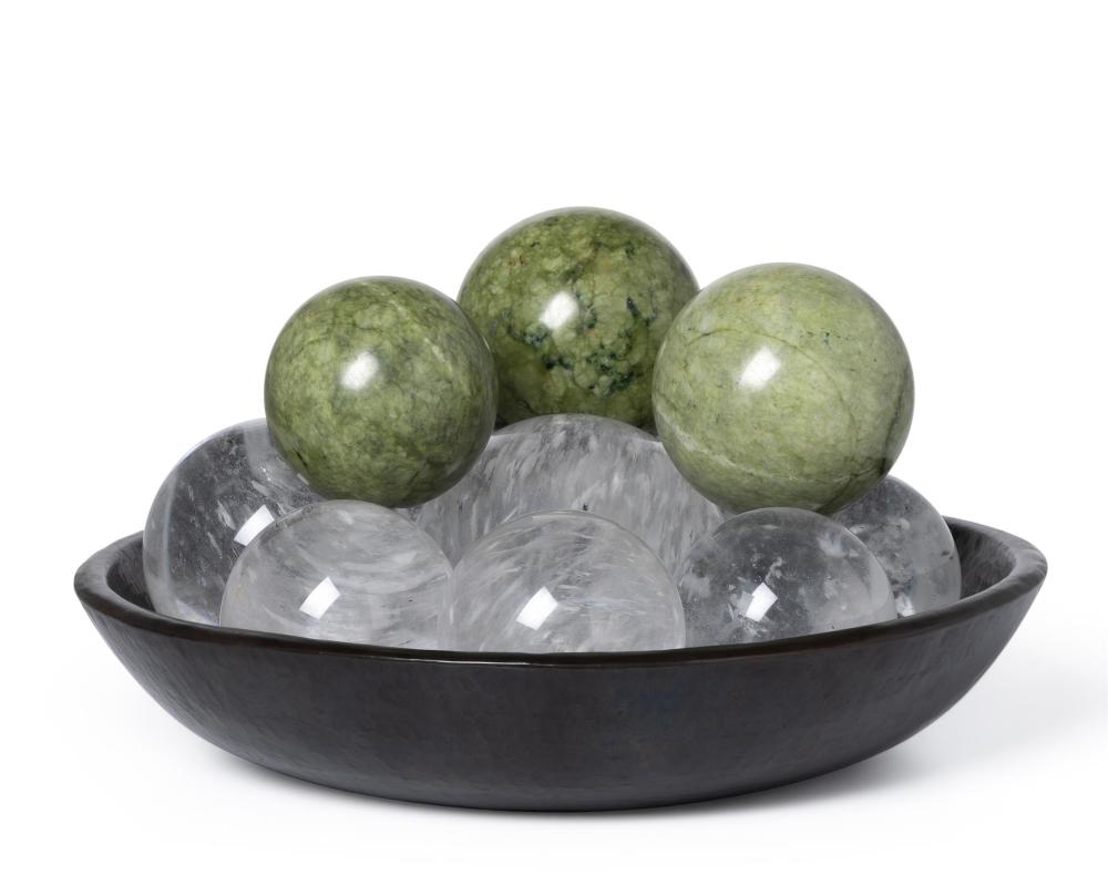 A GLASS SPHERE CENTERPIECEA glass