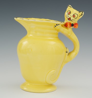 A Glazed Pottery Pitcher with Cat